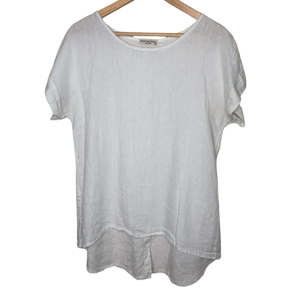 🩷Terzo Millennio 100% linen made in Italy button back detail size Small Women